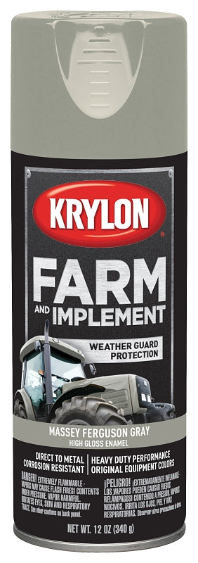 Krylon K01938000 Farm Equipment Spray, High-Gloss, Massey Ferguson Gray, 12 oz