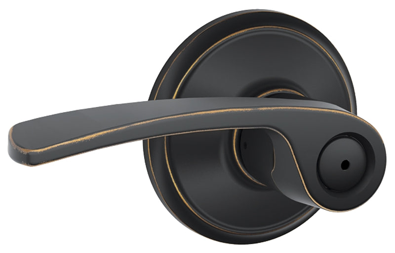 Schlage F Series F40VMER716 Privacy Lever, Mechanical Lock, Aged Bronze, Lever Handle, Metal, Residential, Grade 2 Grade