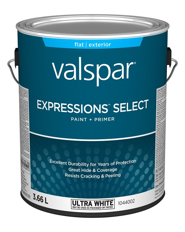 Expressions Select 029.1044002.007 Exterior Latex Paint and Primer, Acrylic, Flat, Ultra White, 1 gal