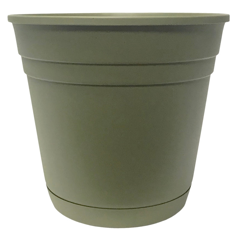Southern Patio RN0612OG Riverland Planter with Saucer, 6 in Dia, Round, Poly Resin, Olive Green, Matte