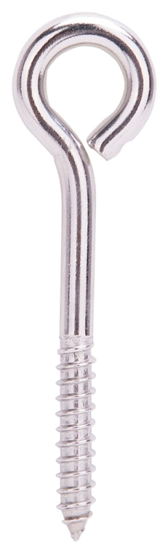 ProSource LR260 Lag Eye Bolt, 7.5 mm Thread, Screw Thread, 1-1/2 in L Thread, 1 in Dia Eye, 294 lb Working Load, Zinc