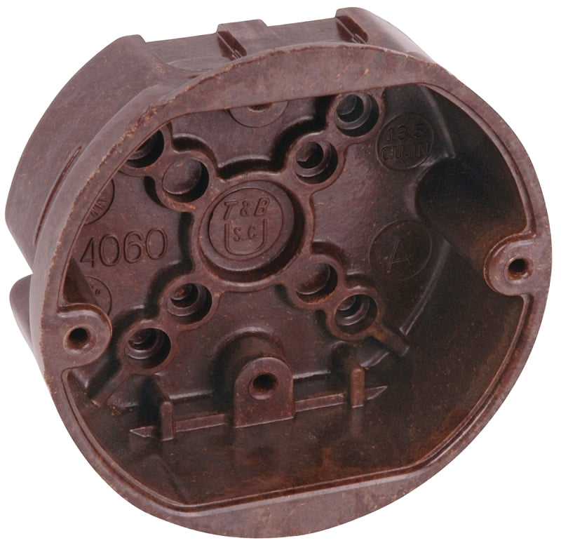 Carlon 4060-02 Ceiling Box, 4 in W, 4 in D, 1-5/8 in H, Phenolic, Brown