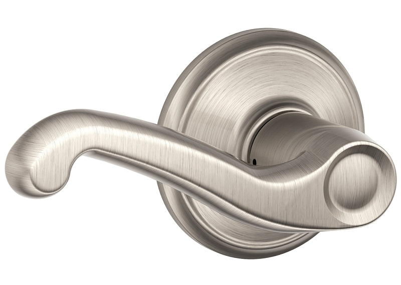 Schlage F Series F10FLA619 Passage Lever, Mechanical Lock, Satin Nickel, Lever Handle, Metal, Residential, Grade 2 Grade