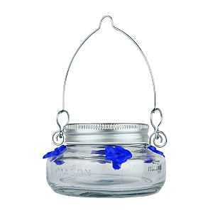 Nature's Way MJF1 Bird Feeder, Mason Jar, 6 oz, Nectar, 4-Port/Perch, Glass/Stainless Steel, 2-1/2 in H