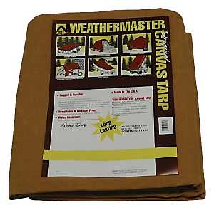 Dize Weathermaster CA1020D Tarpaulin, 20 ft L, 10 ft W, Canvas, Tan