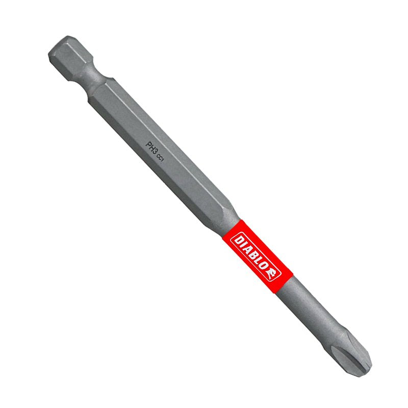 Diablo DPH335P1 Drive Bit, #3 Drive, Phillips Drive, 1/4 in Shank, Hex Shank, 3-1/2 in L