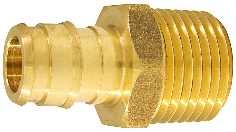 Apollo Valves EPXMA1212 Pipe Adapter, 1/2 in, PEX-A Barb x MPT, Brass, 200 psi Pressure