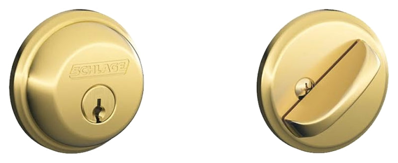Schlage B60505 Deadbolt, Bright Brass, Metal, C Keyway, Re-Key Technology: Traditional, Residential, Grade 1 Grade, Yes