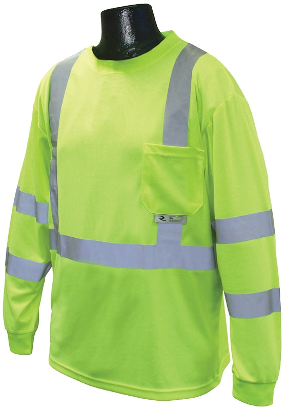 Radwear ST21-3PGS-XL Safety T-Shirt, XL, Polyester, Green, Long Sleeve, Pullover