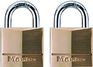 Master Lock 120T Padlock, Keyed Alike Key, 5/32 in Dia Shackle, Steel Shackle, Brass Body, 3/4 in W Body