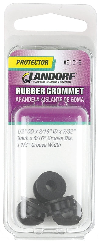Jandorf 61516 Grommet, Rubber, Black, 7/32 in Thick Panel