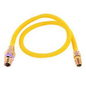 Eastman 10YE52V036B Gas Connector, 1/2 x 3/8 in, MIP, Stainless Steel, Epoxy-Coated, 36 in L, 3/8 in OD