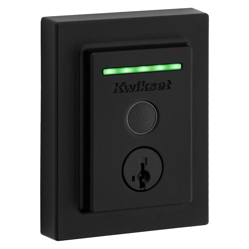 Kwikset Halo Series 959 CNT FPTR WIFI 514 Smart Lock, Matte Black, Residential, Brass/Steel, OS: Android
