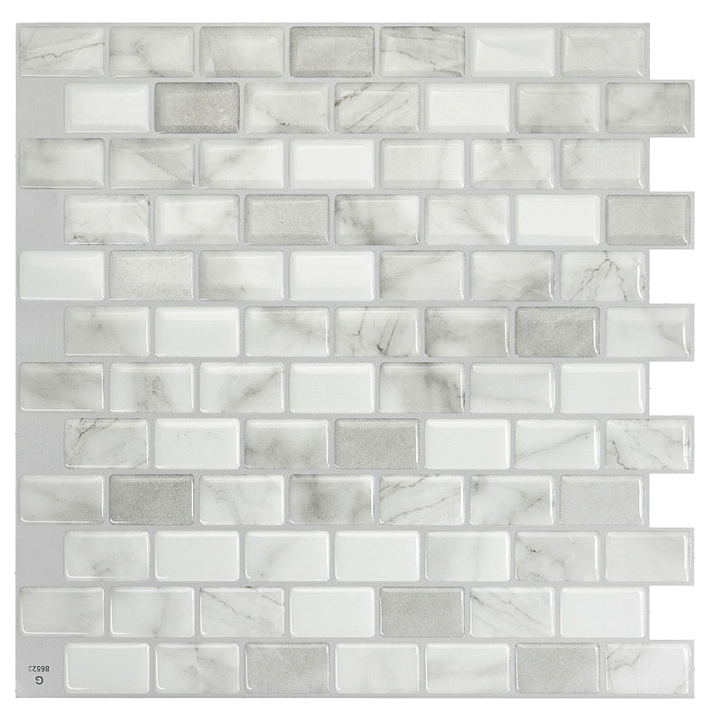 Smart Tiles Mosaik Series SM1103G-04-QG Wall Tile, 9.74 in L Tile, 9.8 in W Tile, Ravenna Roma Pattern, Vinyl