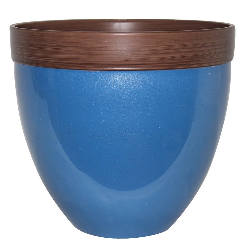 Southern Patio Devyn HDR-046875 Devyn Planter, 14-1/2 in W, 13-1/2 in D, Resin, Sailor Blue, Gloss