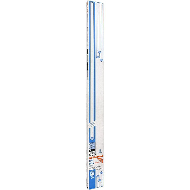 Sylvania 29858 Fluorescent Bulb, 4100 K Color Temp, Cool White, 3872 Lumens, 75 W, T12 Lamp, Single Pin Lamp Base