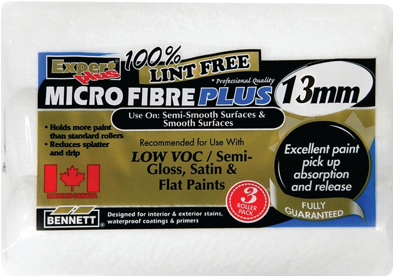BENNETT 3PK M88 13MM Roller Refill, 13 mm Thick Nap, 240 mm L, Microfiber Cover