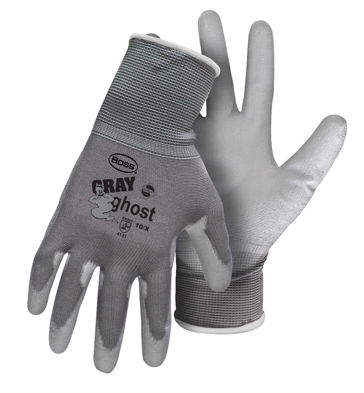 Boss 3000-XL Work Gloves, XL, Knit Wrist Cuff, Nylon, Gray