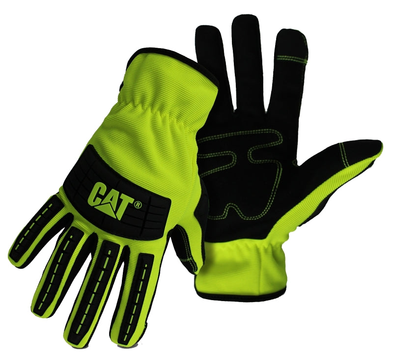 Cat CAT012250M High-Visibility Utility Gloves, Men's, M, Open Cuff, Spandex, Green