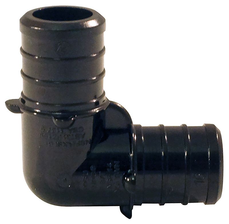 Apollo Valves PXPAE115PK Pipe Elbow, 1 in, Barb, 90 deg Angle, Plastic, Black, 200 psi Pressure