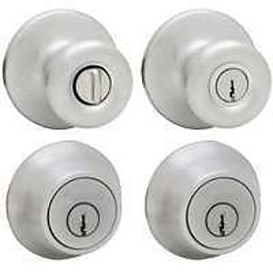 Kwikset 695T 26DCP6ALRCSK6 Deadbolt Security Set, Knob Handle, Tylo Design, Satin Chrome, 3 Grade