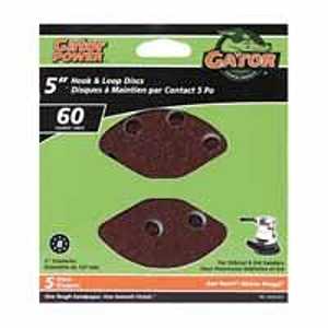 Gator 3725-012 Sanding Disc, 5 in Dia, 60 Grit, Coarse, Aluminum Oxide Abrasive, Vented