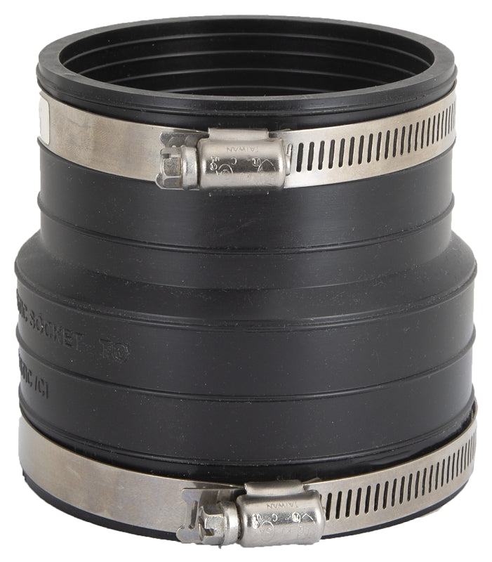 ProSource Coupling, 3 in, Socket to Pipe, PVC, Black