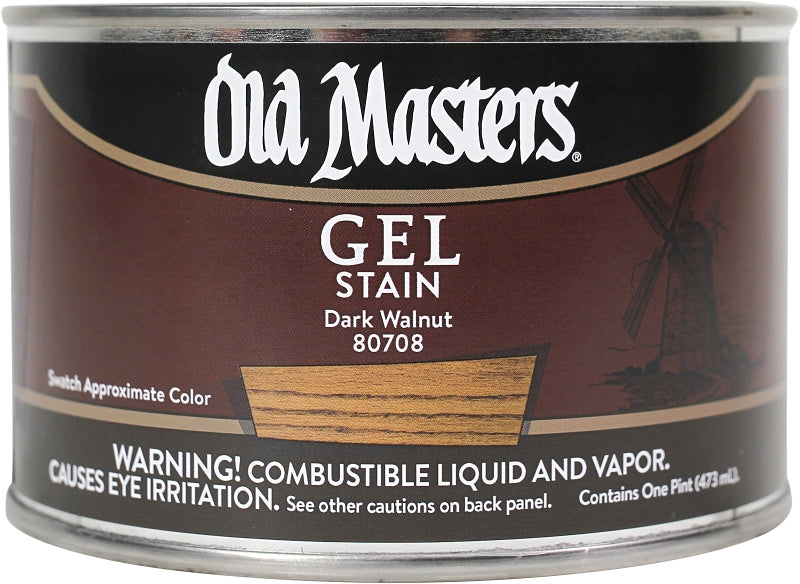 Old Masters 80708 Gel Stain, Dark Walnut, Liquid, 1 pt, Can