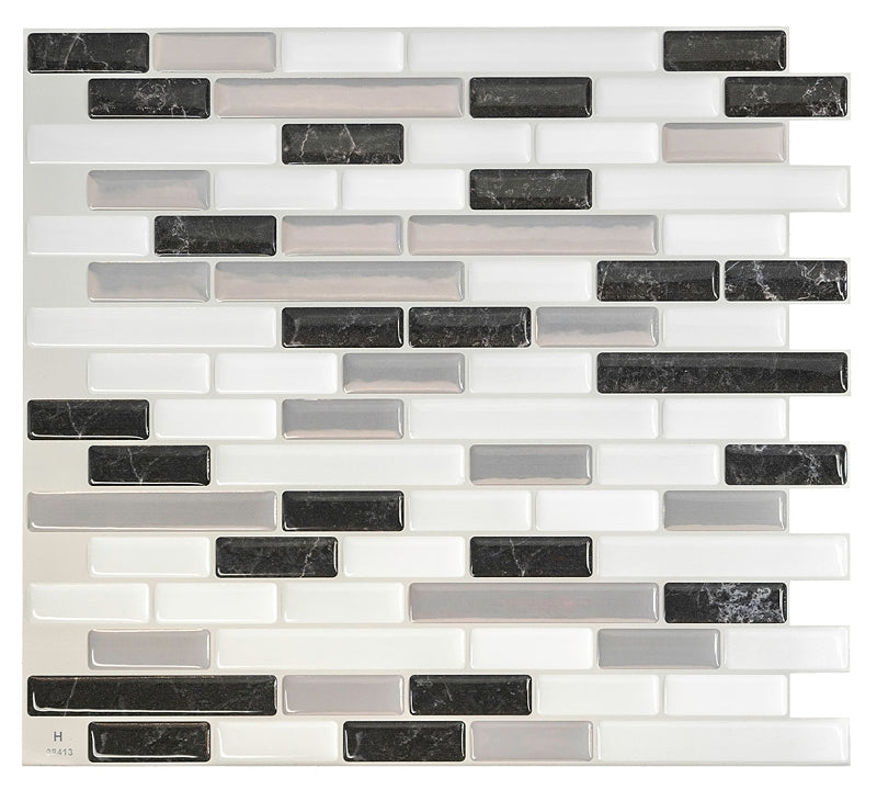 Smart Tiles Mosaik Series SM1057-4 Wall Tile, 9.1 in L Tile, 10.2 in W Tile, Straight Edge, Muretto Alaska Pattern