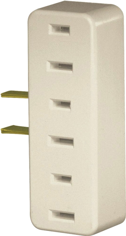 Leviton 001-00065-00I Triple Tap Outlet Adapter, 2 -Pole, 15 A, 125 V, 3 -Outlet, NEMA: NEMA 1-15R, Ivory