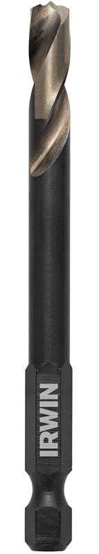 Irwin 1871030 Impact Drill Bit, 1/4 in Dia, 4 in OAL, Spiral Flute, 1/4 in Dia Shank, Hex Shank