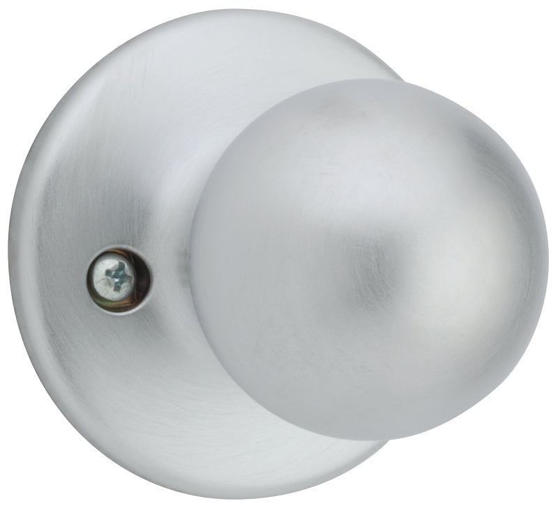 Weiser Yukon Series 9GAC1010-013 Passage Door Knob, 1-7/8 in Dia Knob, Satin Chrome