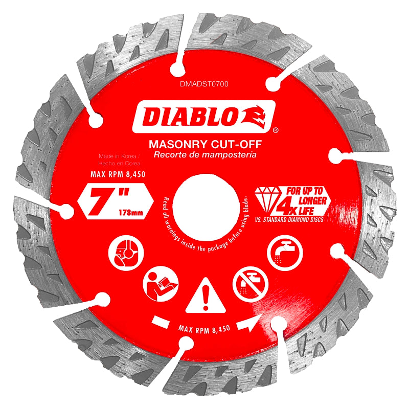 Diablo DMADST0700 Saw Blade, 7 in Dia, Segmented Rim