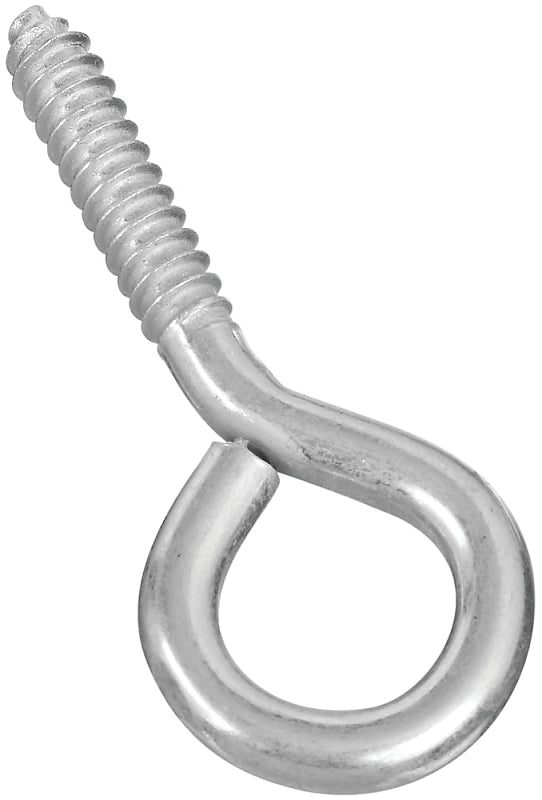 National Hardware N220-418 Large Screw Eye, #0, 2 in L Thread, 3-7/8 in OAL, 190 lb Working Load, Steel, Zinc
