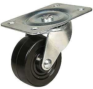 Dh Casters C-GD25RS Swivel Caster, 2-1/2 in Dia Wheel, 1-1/8 in W Wheel, Rubber Wheel, 100 lb
