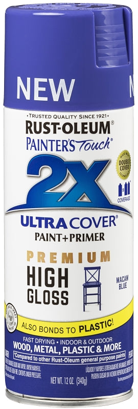 2X Ultra Cover 355057 Spray Paint, High-Gloss, Macaw Blue, 12 oz, Can