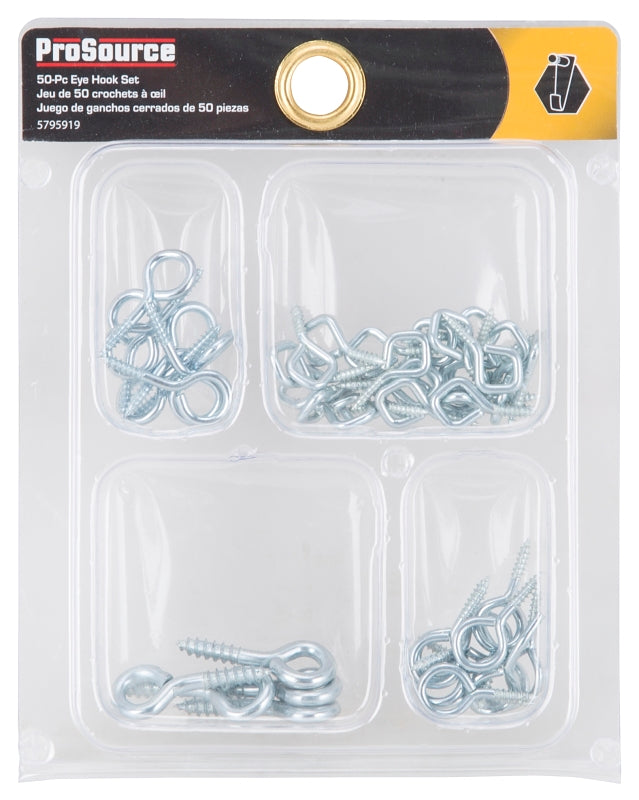 ProSource Eye Hook Set, Steel, Zinc