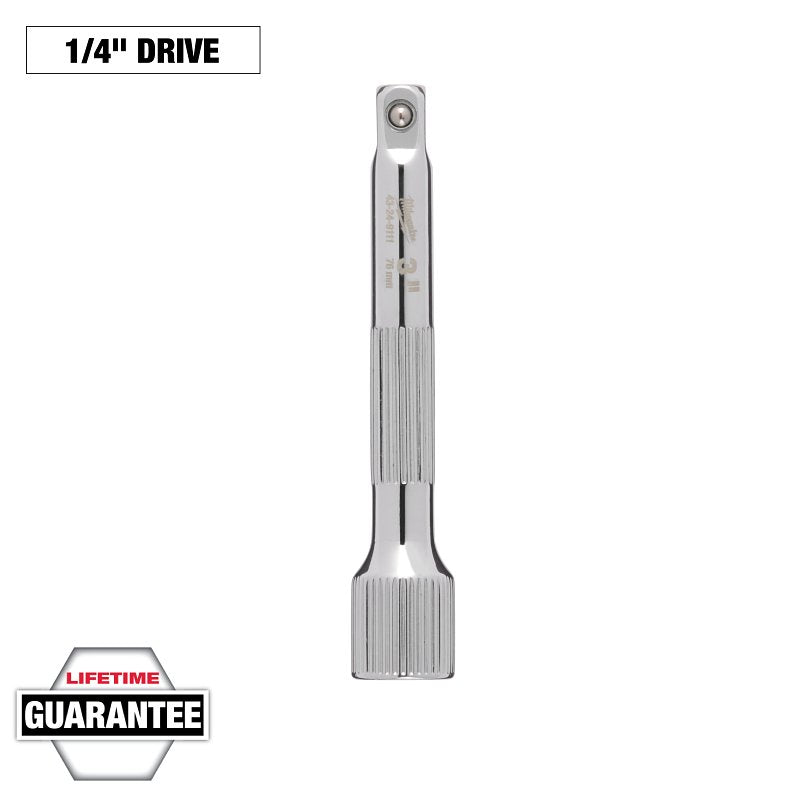 Milwaukee 43-24-9111 Extension Drive, 1/4 in Drive, 3 in L, Chrome Plated