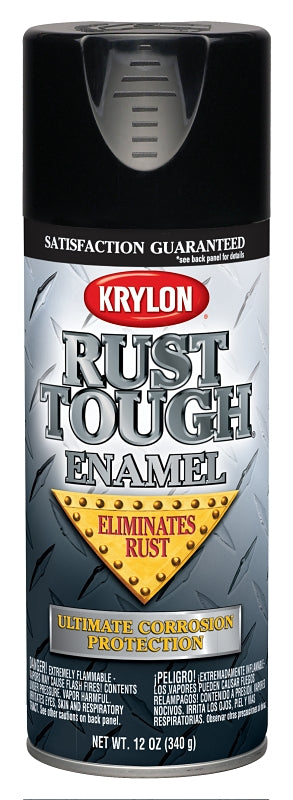 Krylon Rust Tough K09202007 Rust Preventative Spray Paint, Gloss, Black, 12 oz, Can