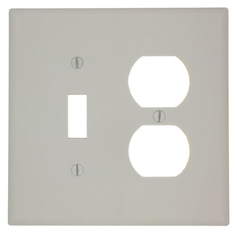Leviton 80505-T Combination Wallplate, 4-3/8 in L, 3-1/8 in W, Midway, 2 -Gang, Plastic, Light Almond