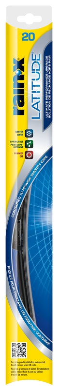 Rain-X Latitude 99820 Wiper Blade, Contoured Blade, 20 in L Blade, Metal/Rubber