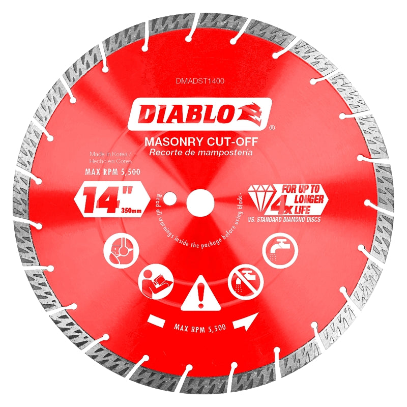 Diablo DMADST1400 Saw Blade, 14 in Dia, Segmented Rim