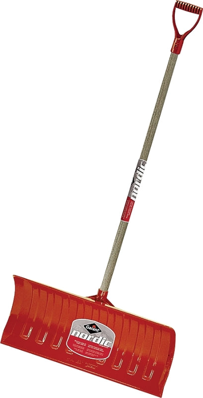 Garant NPP26KDU Snow Pusher, 26 in W Blade, Polyethylene Blade, Wood Handle, D-Shaped Handle, 46-1/4 in L Handle