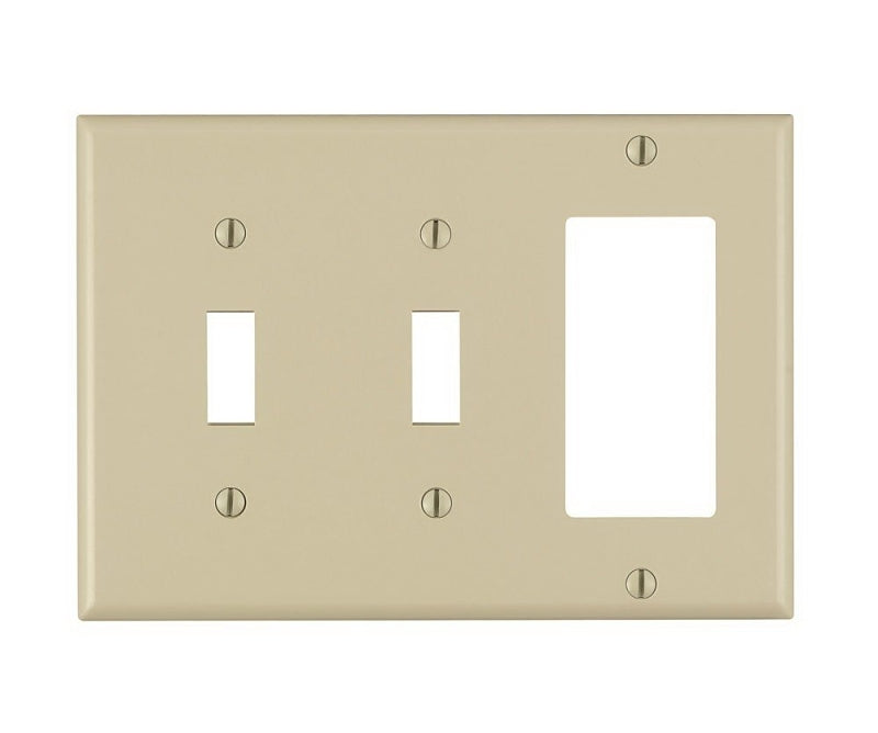 Decora 80421-I Combination Wallplate, 4-1/2 in L, 2-3/4 in W, Standard, 3 -Gang, Plastic, Ivory, Device Mounting