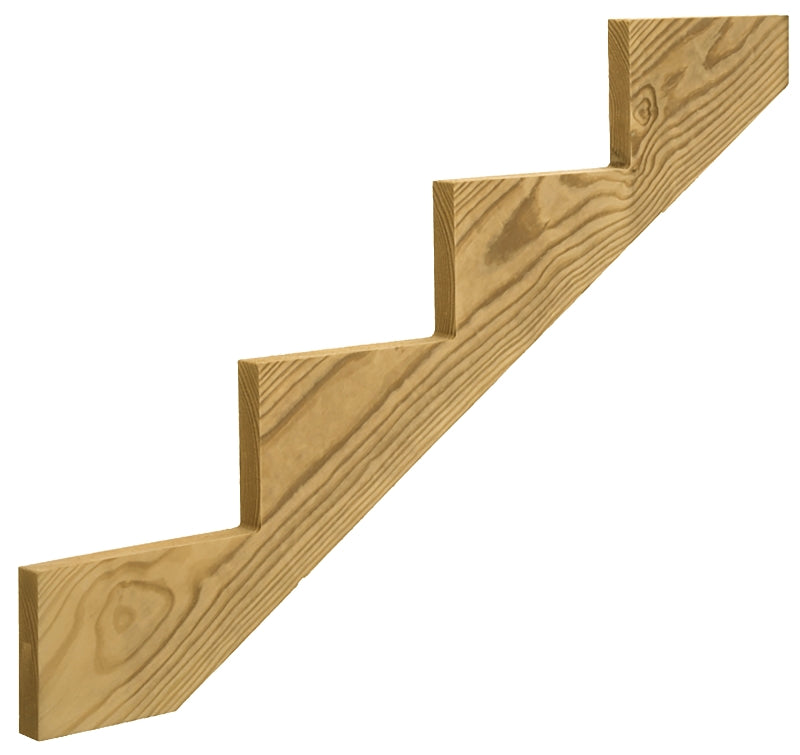 UFP 279713 Stair Stringer, 47.71 in L, 11-1/4 in W, 4-Step, Wood, Yellow, Treated