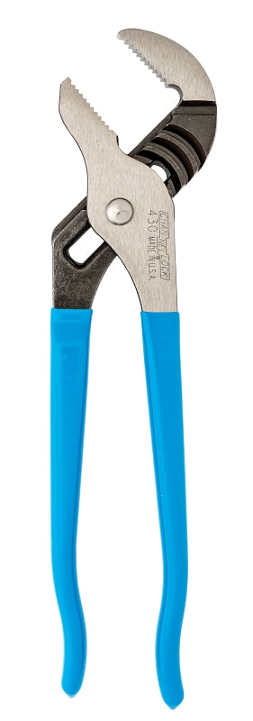 Channellock 430 Tongue and Groove Pliers, 10 in OAL, 2 in Jaw Opening, Blue Handle, Cushion Grip Handle, 1.38 in L Jaw