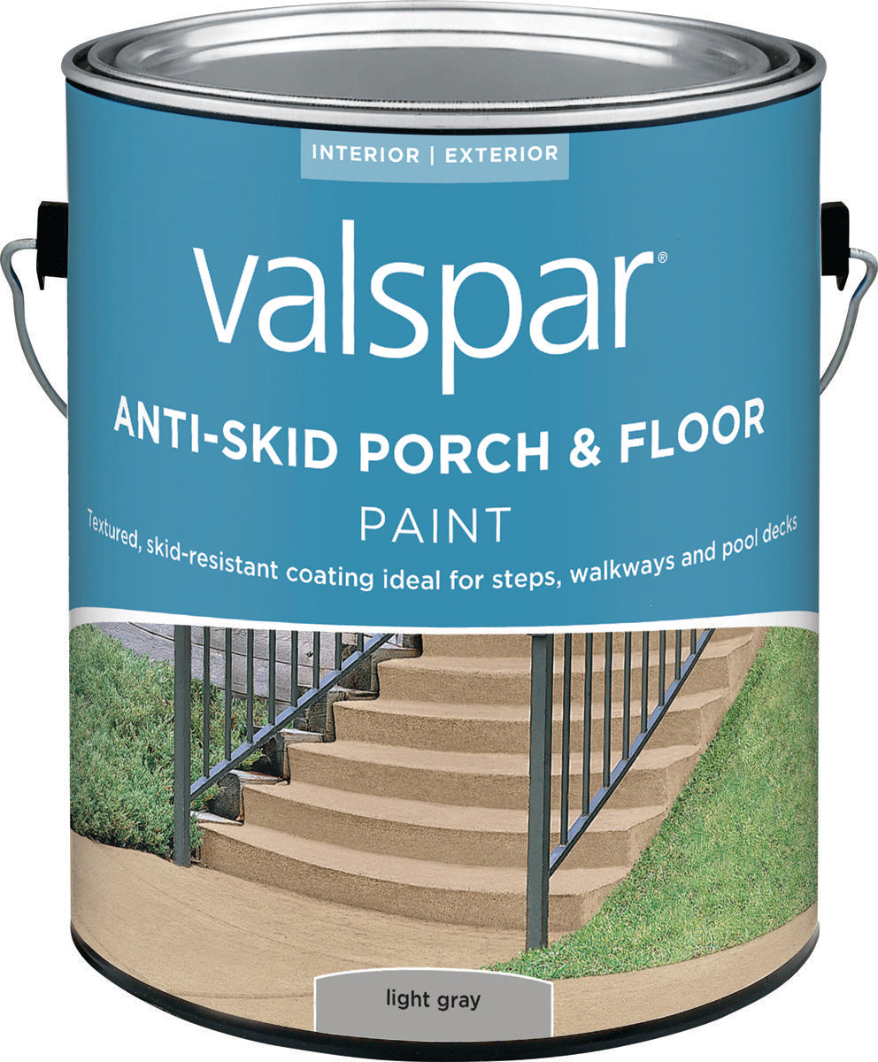 Valspar 024.0082030.007 Porch and Floor Paint, Light Gray, 1 gal, 100 sq-ft/gal Coverage Area