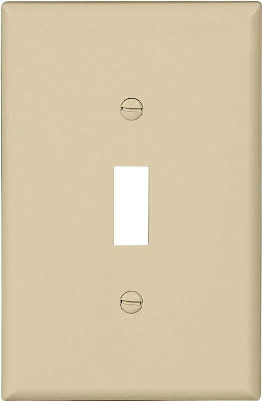 Eaton Wiring Devices PJ1V-10-L Switch Wallplate, 4.87 in L, 3.13 in W, 1 -Gang, Polycarbonate, Ivory, Smooth