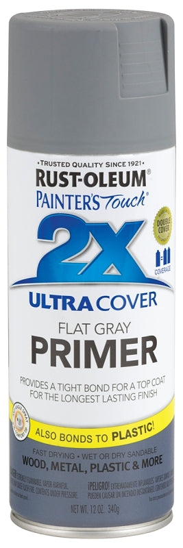 2X Ultra Cover 249088 Spray Paint, Flat, Gray, 12 oz, Can