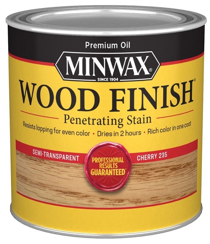 Minwax Wood Finish 223504444 Wood Stain, Cherry, Liquid, 0.5 pt, Can